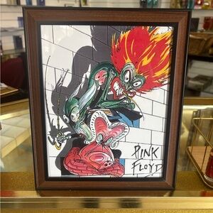Pink Floyd Art Poster with Red and Green Accents